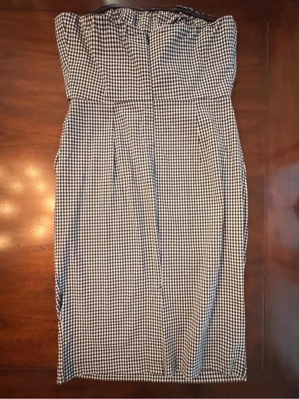 SOCIALITE Gingham Strapless Midi Dress Bow Pockets Black White Size L Cotton - Picture 8 of 10